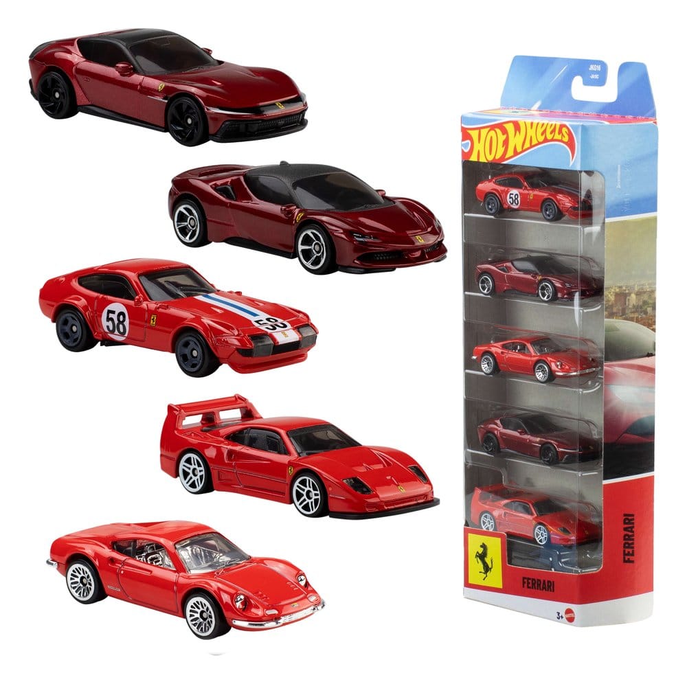 Ferrari Hot Wheels Vehículos Die-Cast Pack de 5 1/64 Frikytopia