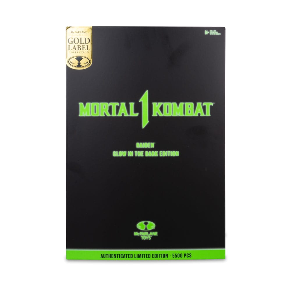 Mortal Kombat Figura Glow in the Dark Edition Raiden (Gold Label) 18 cm