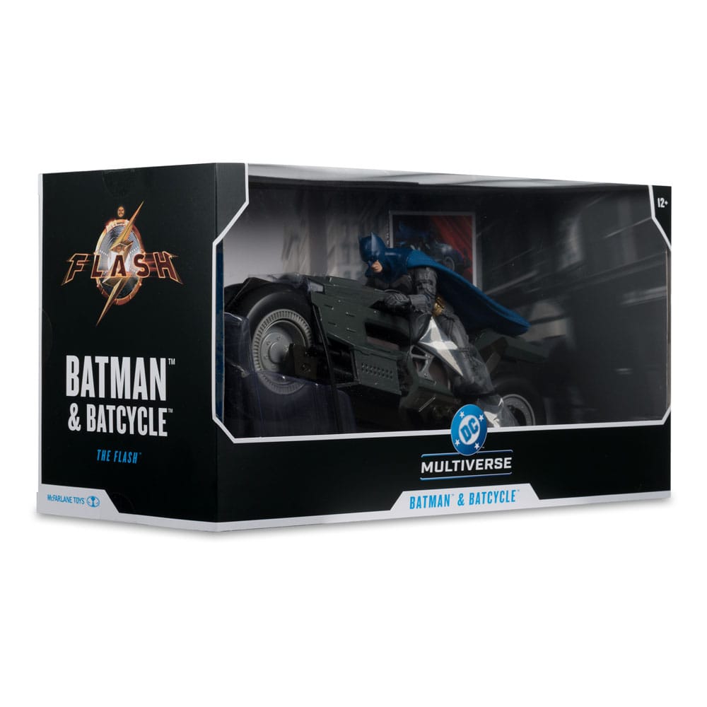 The Flash DC Multiverse Vehículo Batcycle with Batman