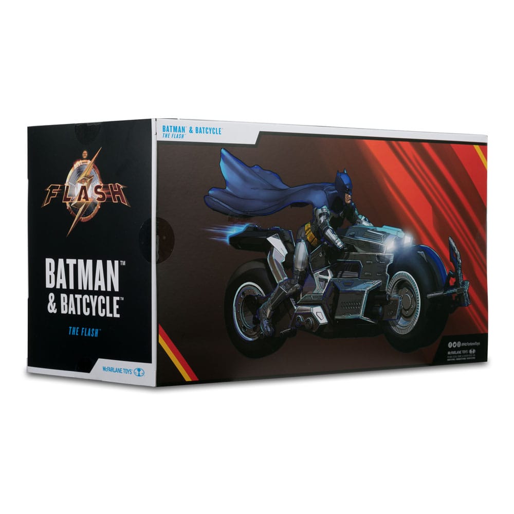 The Flash DC Multiverse Vehículo Batcycle with Batman
