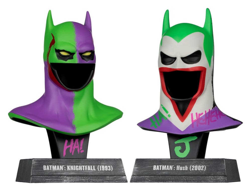 Batman DC Direct Mini Réplica 1/3 Pack de 2 Máscaras de Batman Hush & Knightfall (Jokerized) (Gold Label) 18 cm