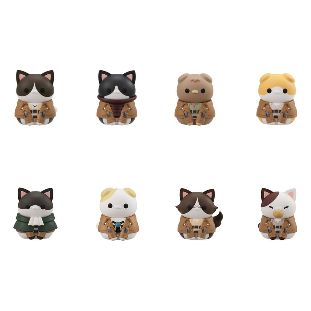 Attack on Titan Mega Cat Project Figuras Mini Attack on Tinyan Gathering Scout Regiment danyan! 3 cm Blind Box Expositor (8) (Repeat)