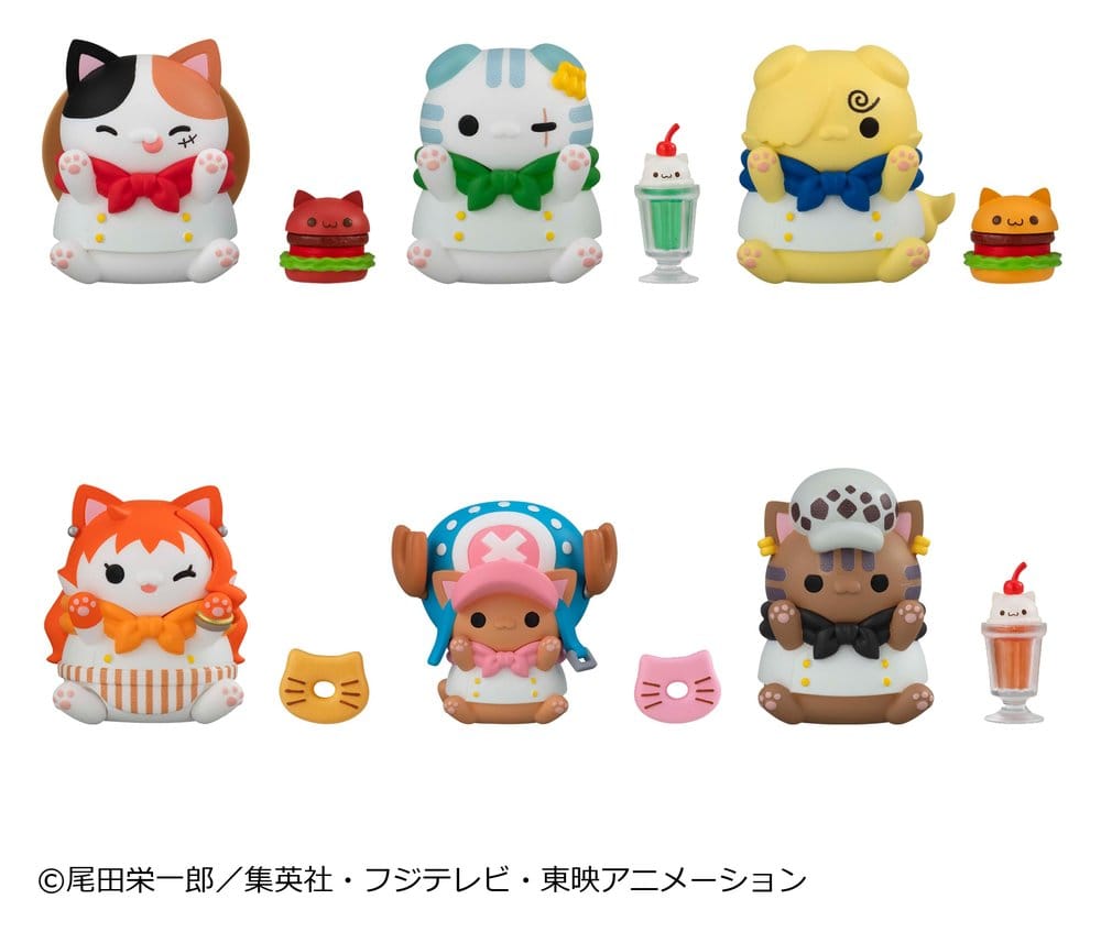 One Piece Mega Cat Project Figuras Mini NyanPieceNyan! Diner! 3 cm Blind Box Expositor (6)