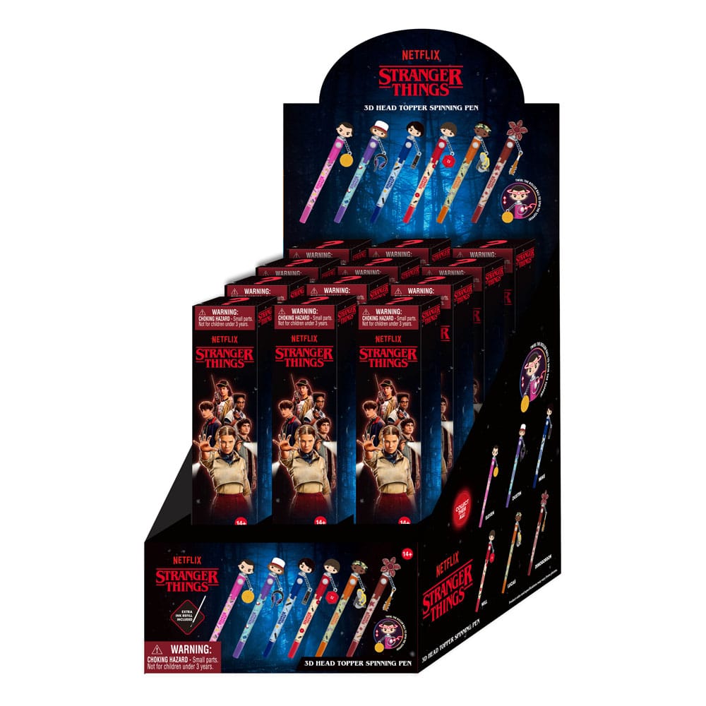 Stranger Things Bolígrafos 3D Head Topper Spinning Pen Blind Box Expositor (16) Frikytopia