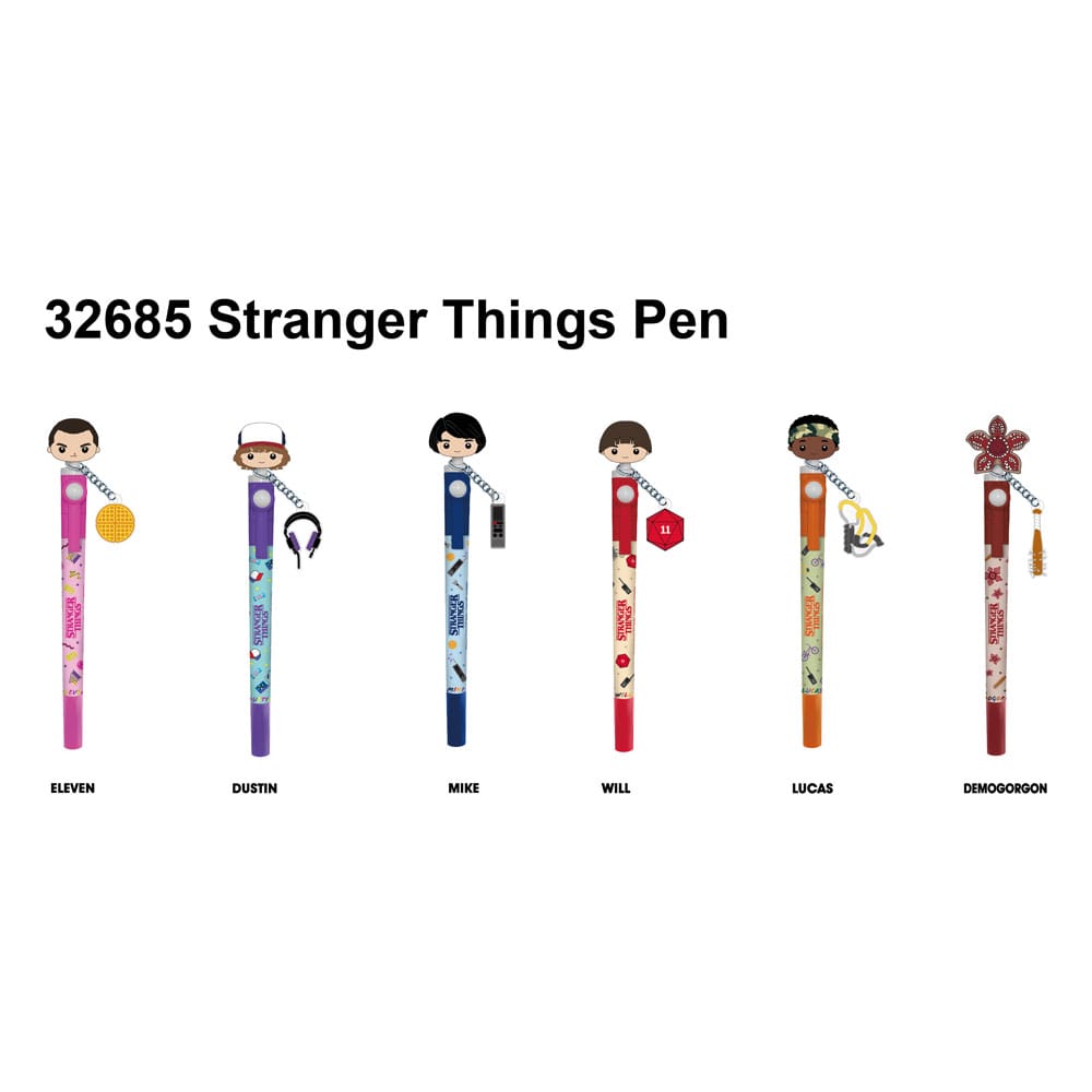 Stranger Things Bolígrafos 3D Head Topper Spinning Pen Blind Box Expositor (16)