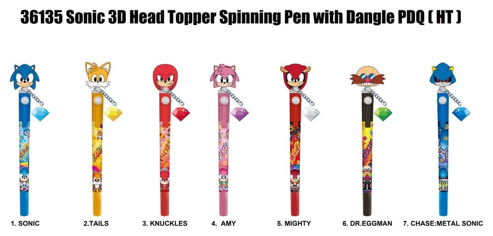 Sonic 3D Head Topper bolígrafo giratorio Expositor (12)