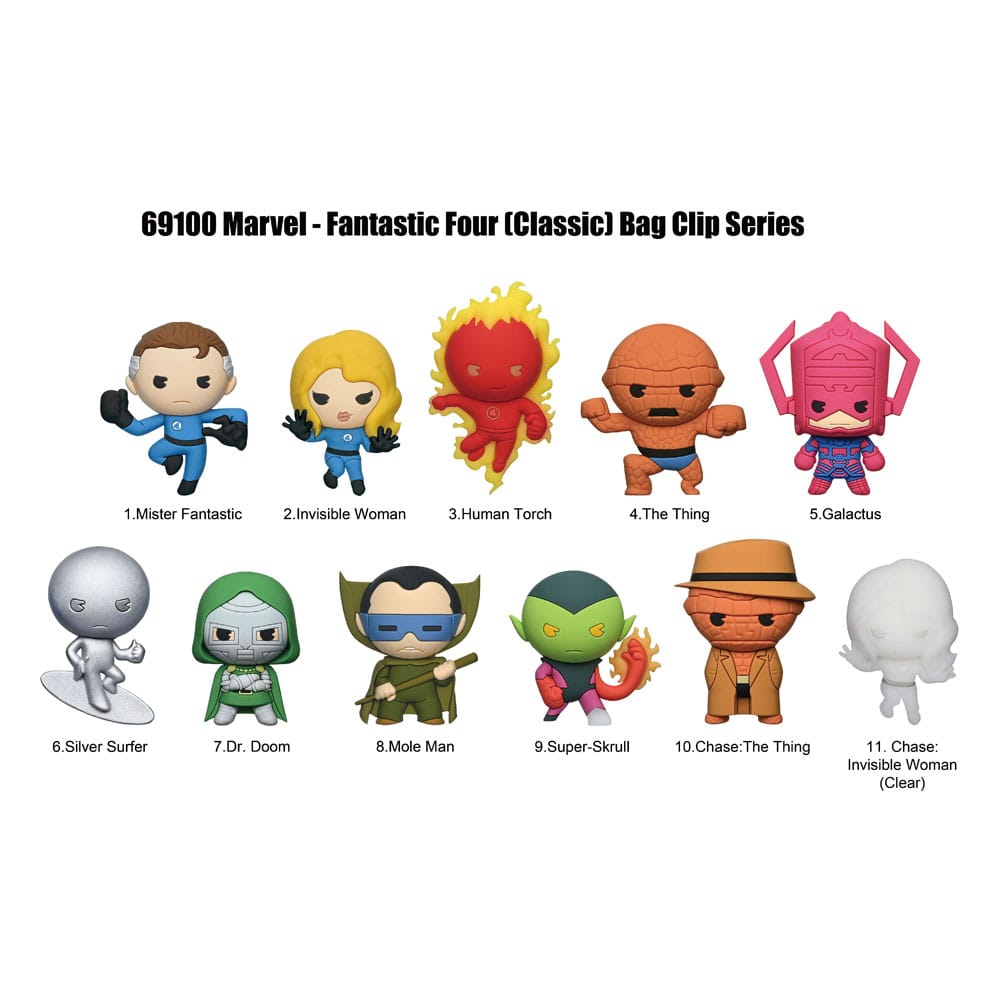 Marvel – Fantastic Four Classic Porta-chaves 3D PVC Série 1 Blind Bag Expositor (24)