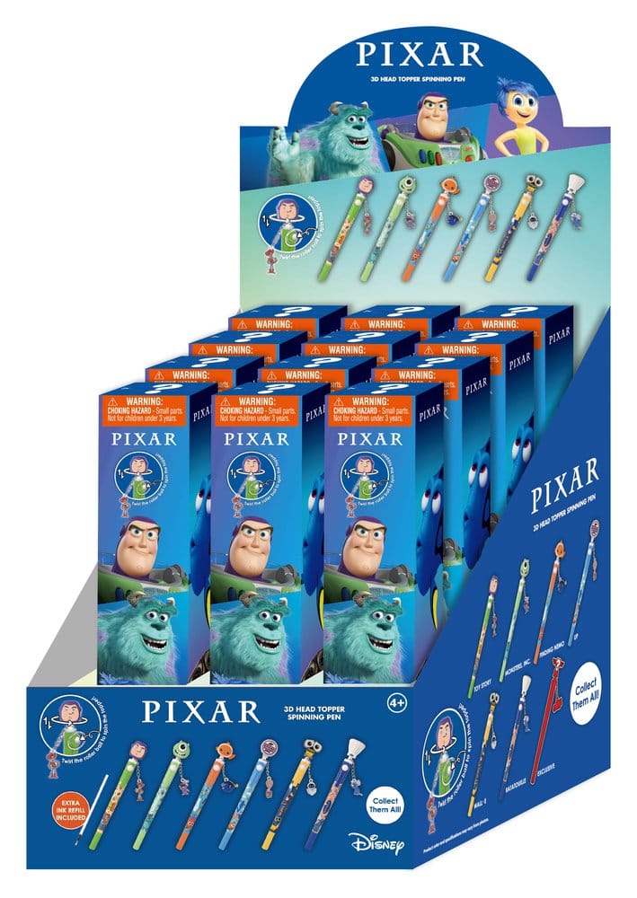 Pixar 3D Head Topper Bolígrafo Giratorio Expositor (12) Frikytopia