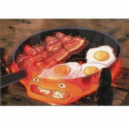El castillo ambulante Caja de postales Calcifer bacon & egg Frikytopia