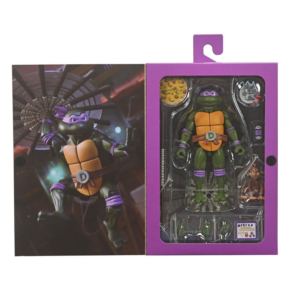 Figura neca teenage mutant ninja turtles cartoon ultimate donatello vhs scale action 18cm