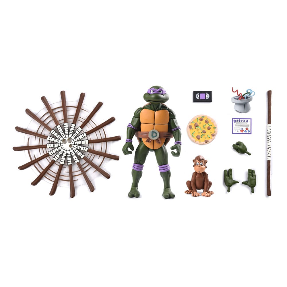 Figura neca teenage mutant ninja turtles cartoon ultimate donatello vhs scale action 18cm