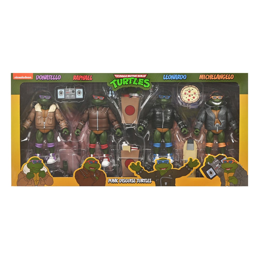 Figura neca teenage mutant ninja turtles cartoon punk turtles pack 4 scale action 18cm