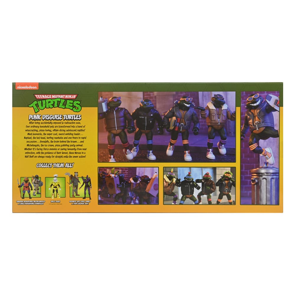 Figura neca teenage mutant ninja turtles cartoon punk turtles pack 4 scale action 18cm
