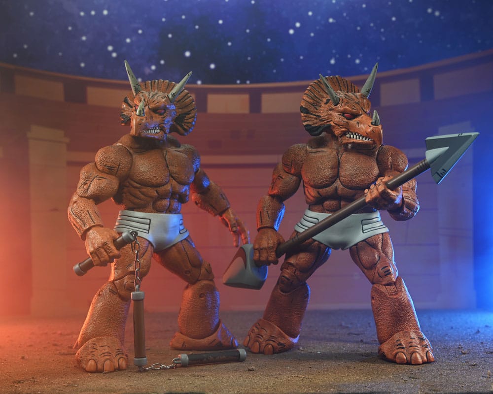 Figura neca teenage mutant ninja turtles mirage comics triceraton gladiator scale action 18cm