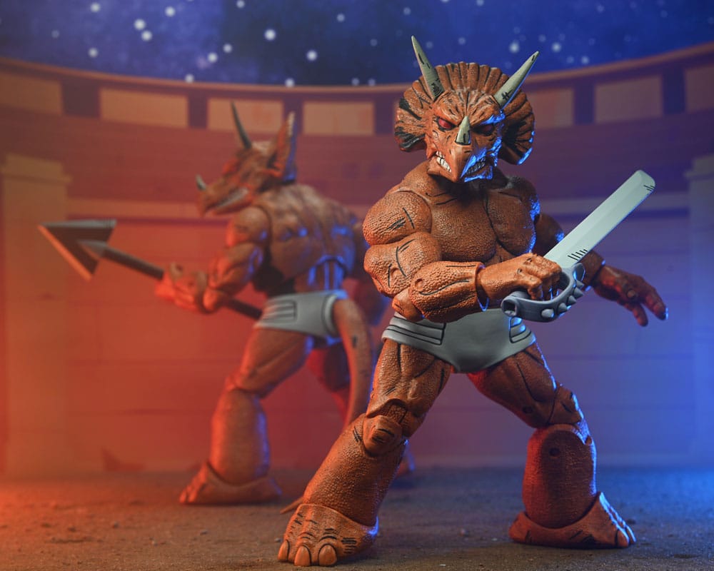 Figura neca teenage mutant ninja turtles mirage comics triceraton gladiator scale action 18cm