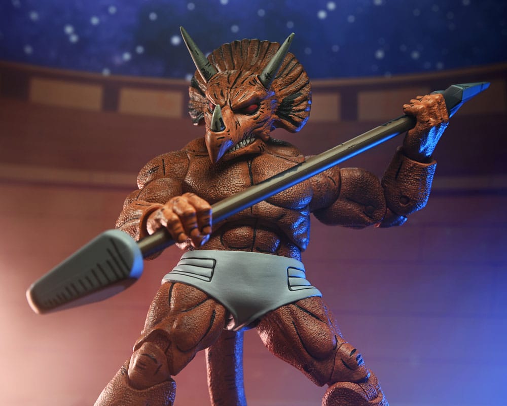 Figura neca teenage mutant ninja turtles mirage comics triceraton gladiator scale action 18cm