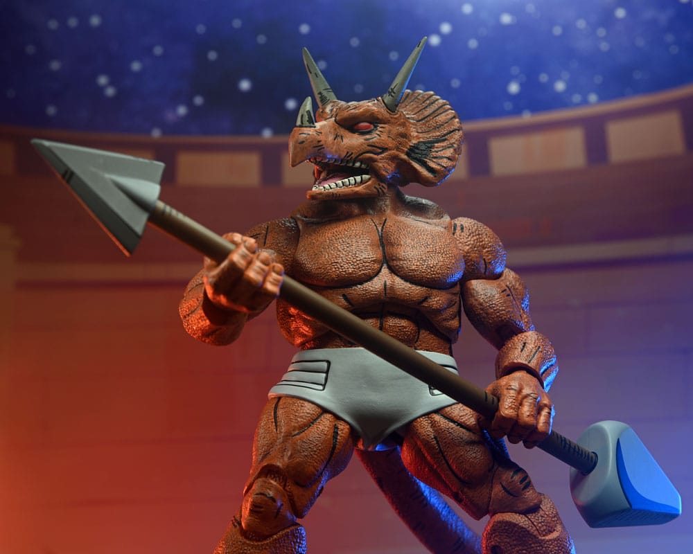 Figura neca teenage mutant ninja turtles mirage comics triceraton gladiator scale action 18cm