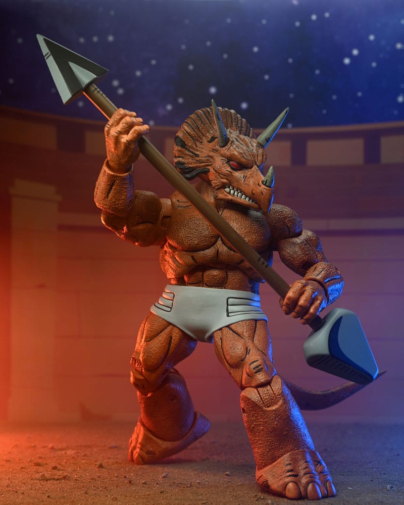 Figura neca teenage mutant ninja turtles mirage comics triceraton gladiator scale action 18cm