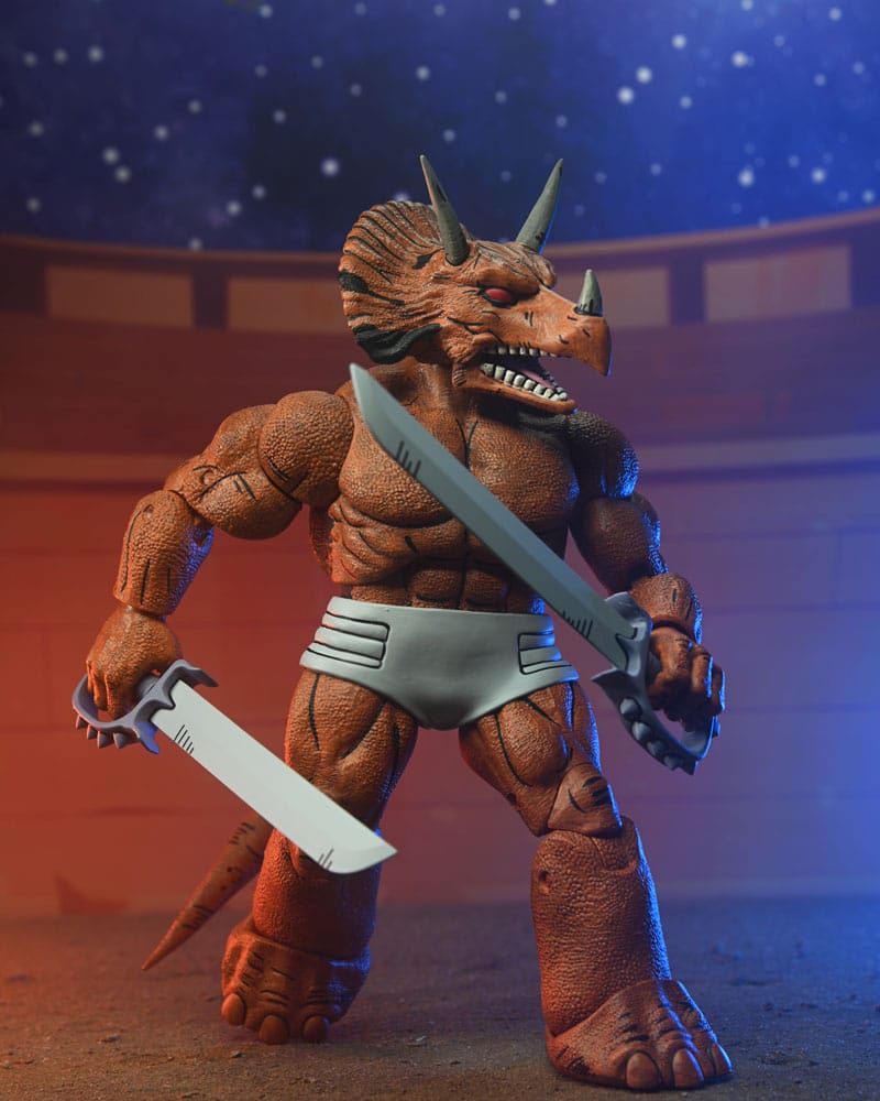 Figura neca teenage mutant ninja turtles mirage comics triceraton gladiator scale action 18cm
