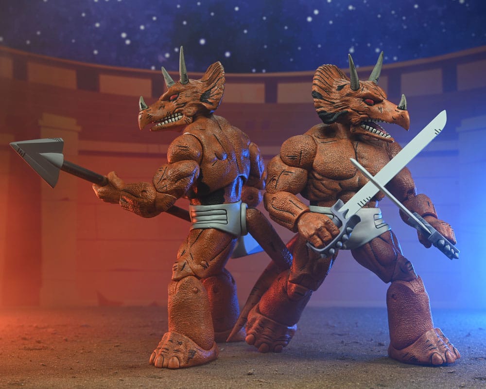 Figura neca teenage mutant ninja turtles mirage comics triceraton gladiator scale action 18cm