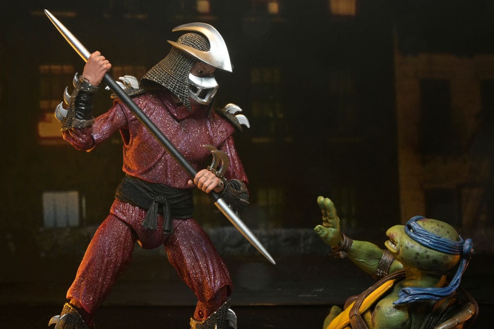 Tortugas Ninja (1990 Movie) Figura Roof Top Battle Shredder vs Leo 18 cm