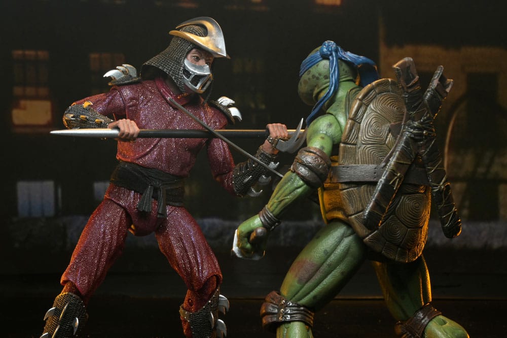 Tortugas Ninja (1990 Movie) Figura Roof Top Battle Shredder vs Leo 18 cm