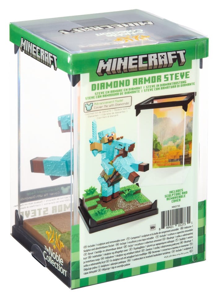 Minecraft Figura Diorama Diamond Armor Steve y Caballo 18 cm