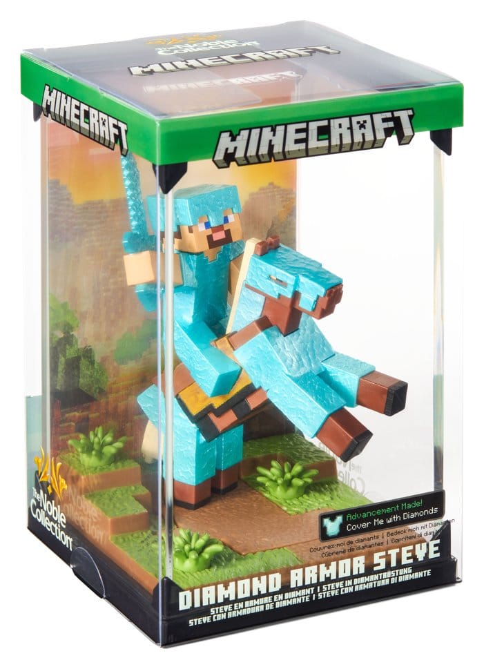 Minecraft Figura Diorama Diamond Armor Steve y Caballo 18 cm