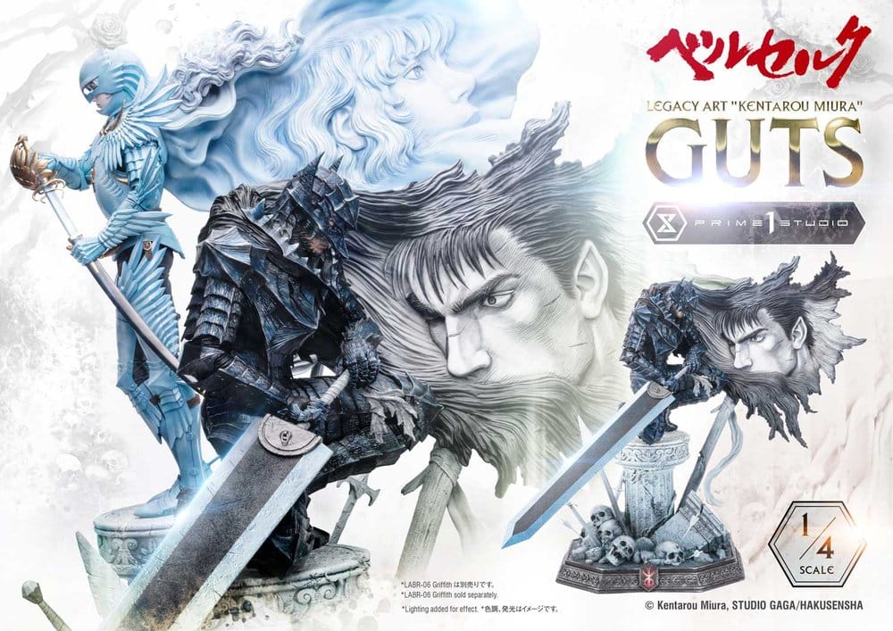 Berserk Legacy Art "Kentarou Miura" Estátua 1/4 Guts 74 cm