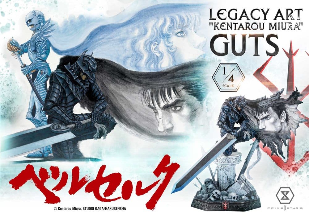 Berserk Legacy Art "Kentarou Miura" Estátua 1/4 Guts 74 cm