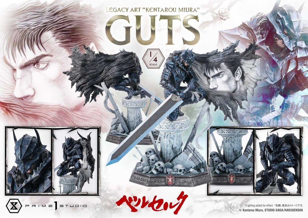Berserk Legacy Art "Kentarou Miura" Estátua 1/4 Guts 74 cm