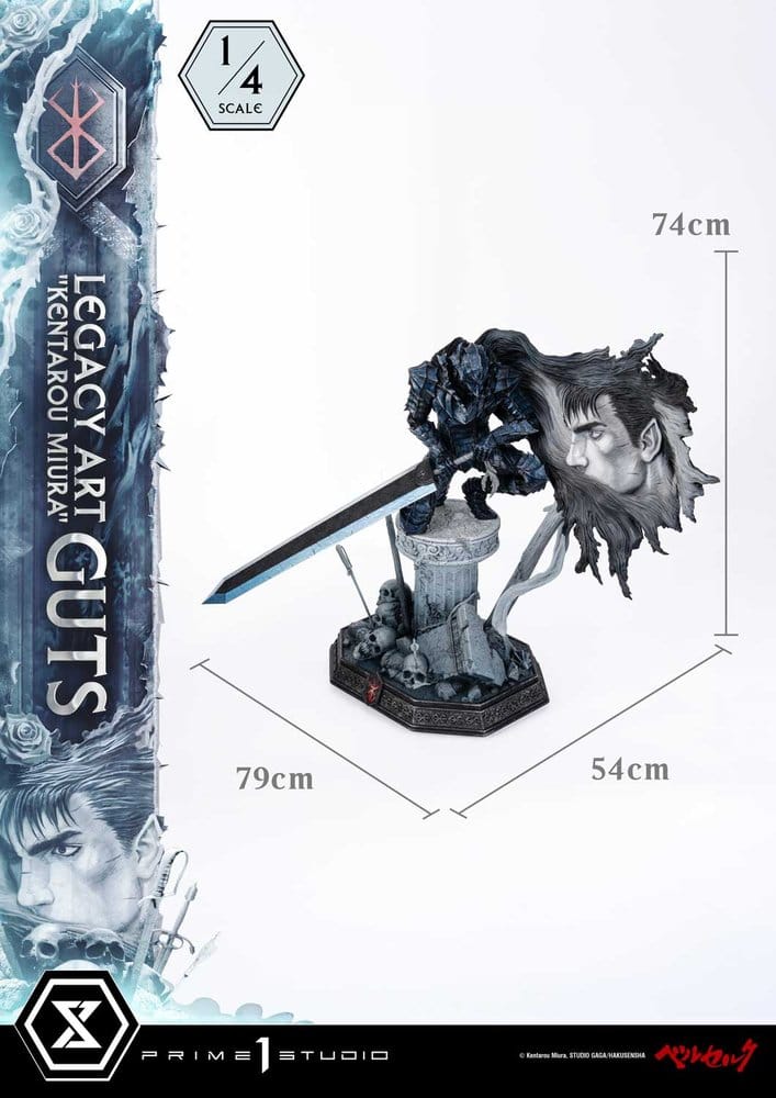 Berserk Legacy Art "Kentarou Miura" Estátua 1/4 Guts 74 cm