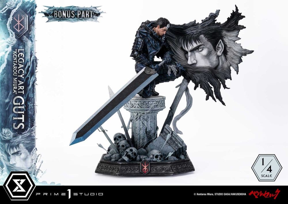 Berserk Legacy Art "Kentarou Miura" Estátua 1/4 Guts Bonus Version 74 cm