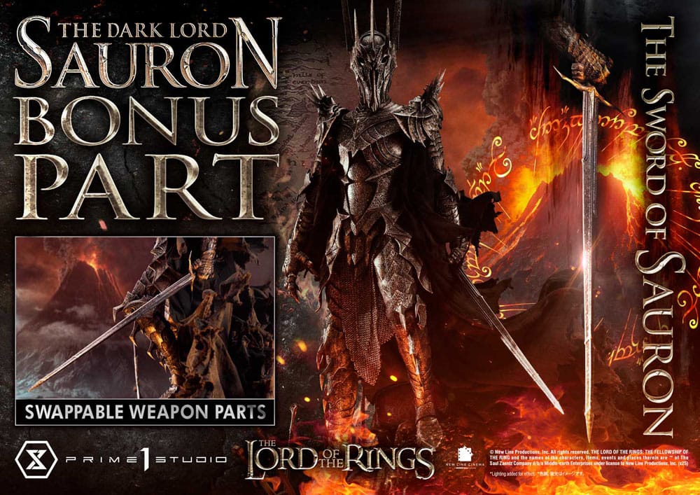 El Señor de los Anillos Estatua Museum Masterline Series 1/3 The Dark Lord Sauron Bonus Version 117 cm