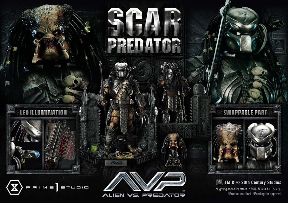 Alien vs. Predador Estátua Museum Masterline Series 1/3 Scar Predator Versão Deluxe Bónus 93 cm