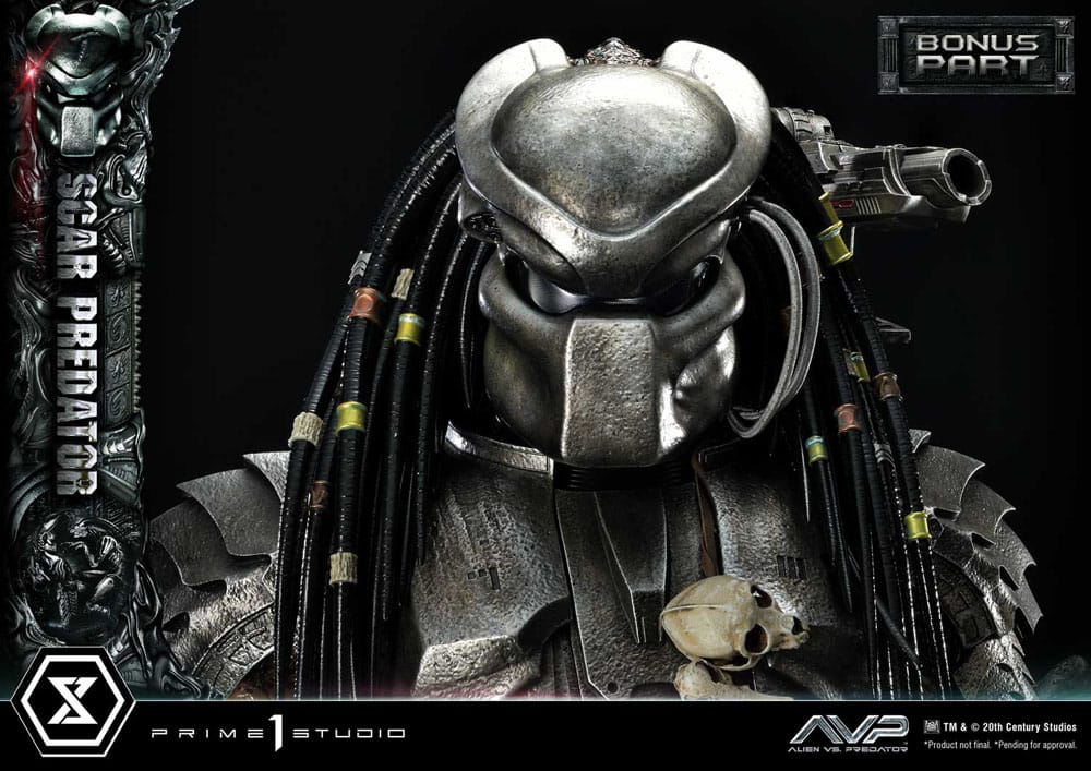 Alien vs. Predador Estátua Museum Masterline Series 1/3 Scar Predator Versão Deluxe Bónus 93 cm