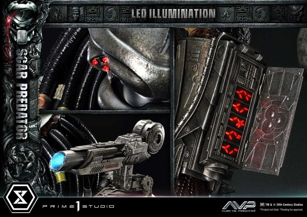 Alien vs. Predador Estátua Museum Masterline Series 1/3 Scar Predator Versão Deluxe Bónus 93 cm