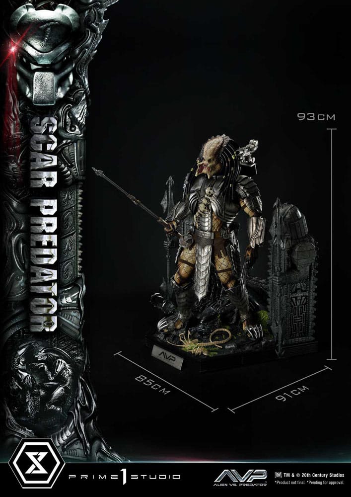 Alien vs. Predador Estátua Museum Masterline Series 1/3 Scar Predator Versão Deluxe Bónus 93 cm