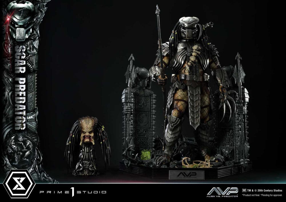 Alien vs. Predador Estátua Museum Masterline Series 1/3 Scar Predator Versão Deluxe Bónus 93 cm
