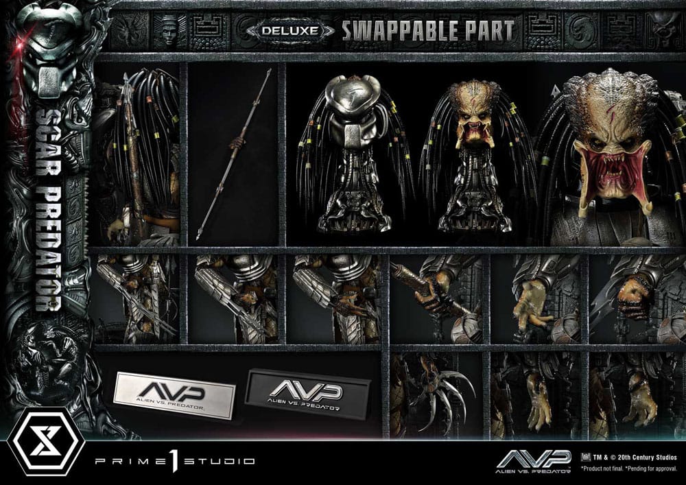 Alien vs. Predador Estátua Museum Masterline Series 1/3 Scar Predator Versão Deluxe Bónus 93 cm