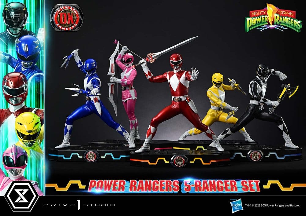 Mighty Morphin Power Rangers Premium Masterline Set de 5 Estatuas 1/4 Deluxe Version 62 cm