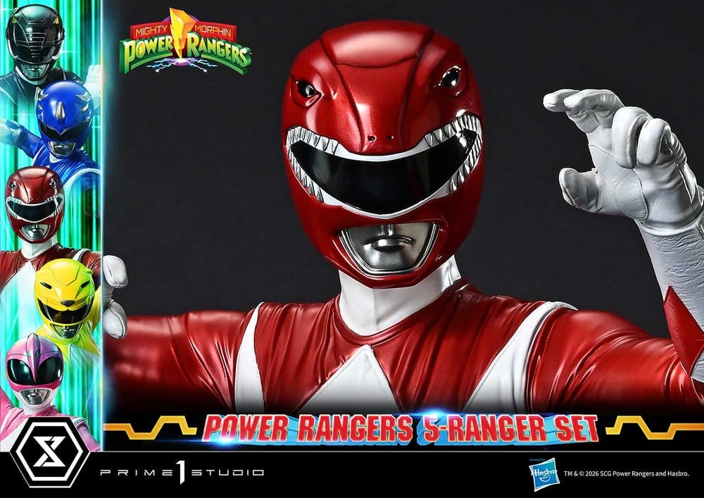 Mighty Morphin Power Rangers Premium Masterline Set de 5 Estatuas 1/4 Deluxe Version 62 cm
