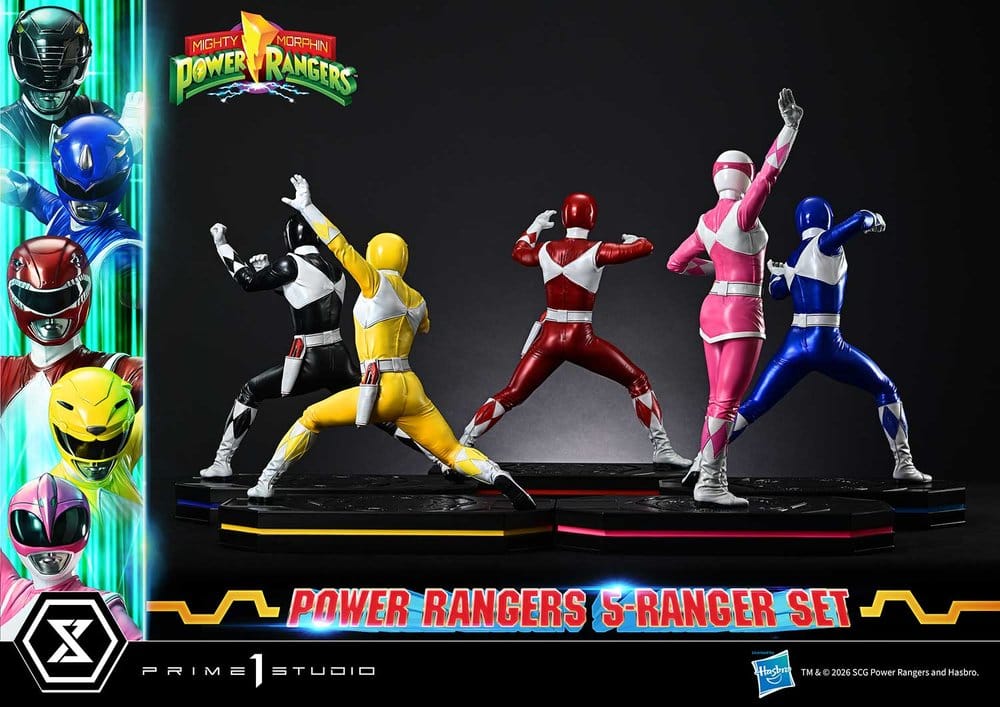 Mighty Morphin Power Rangers Premium Masterline Set de 5 Estatuas 1/4 Deluxe Version 62 cm