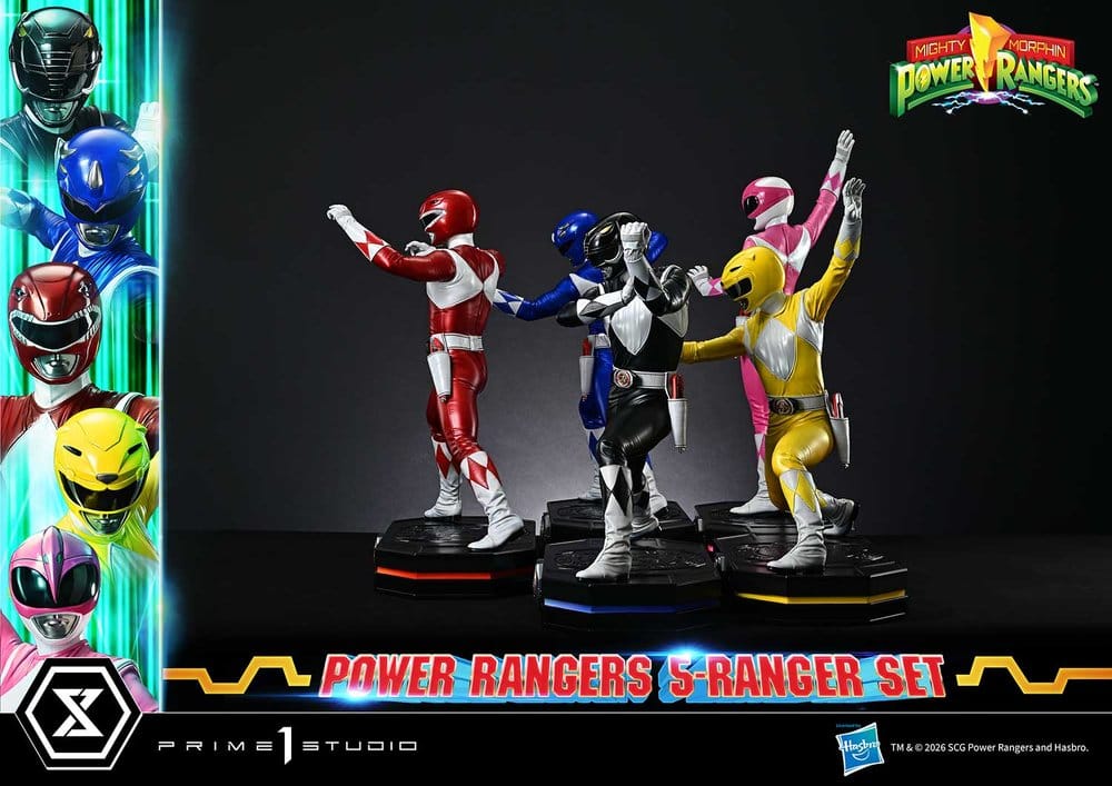 Mighty Morphin Power Rangers Premium Masterline Set de 5 Estatuas 1/4 Deluxe Version 62 cm
