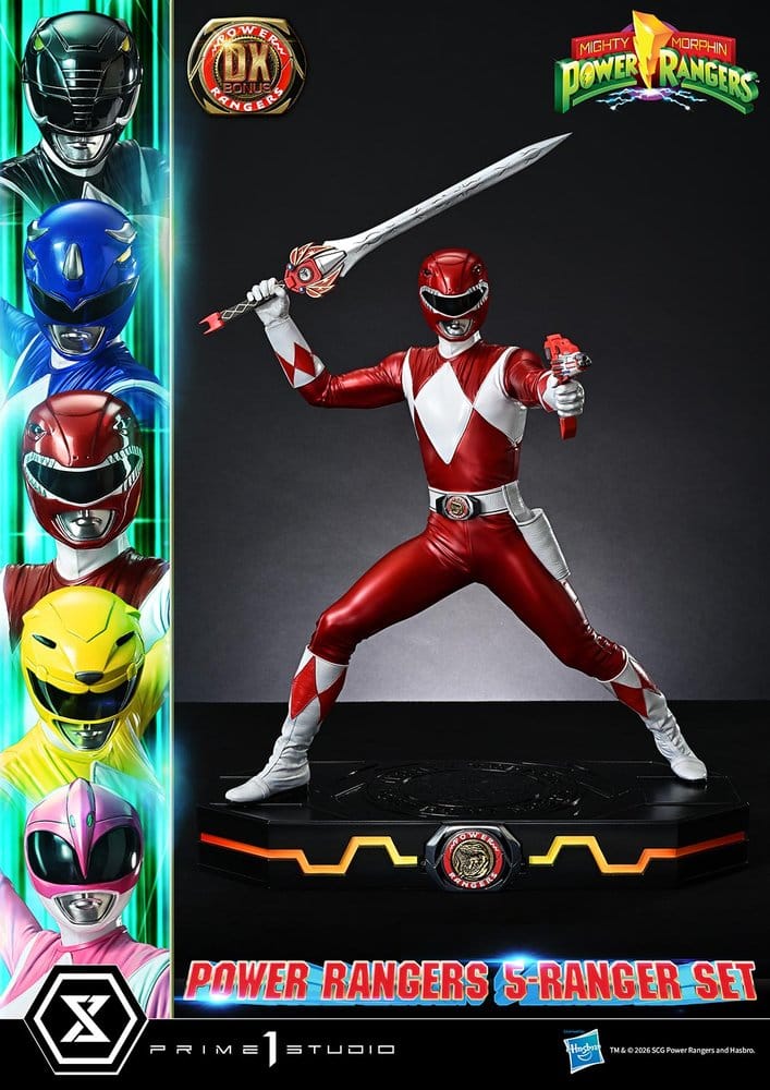 Mighty Morphin Power Rangers Premium Masterline Set de 5 Estatuas 1/4 Deluxe Bonus Version 62 cm