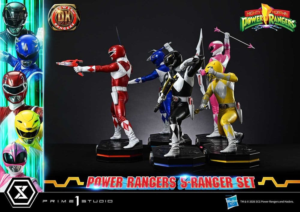 Mighty Morphin Power Rangers Premium Masterline Set de 5 Estatuas 1/4 Deluxe Bonus Version 62 cm