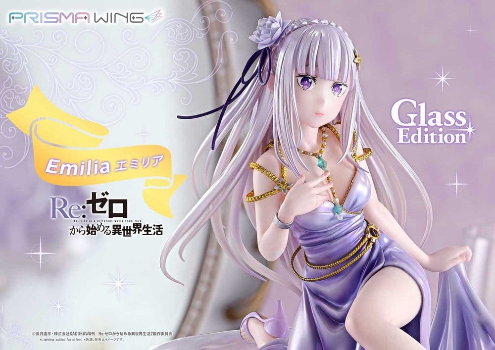 Re:Zero Prisma Wing Estatua 1/7 Emilia Glass Edition Bonus Version 29 cm