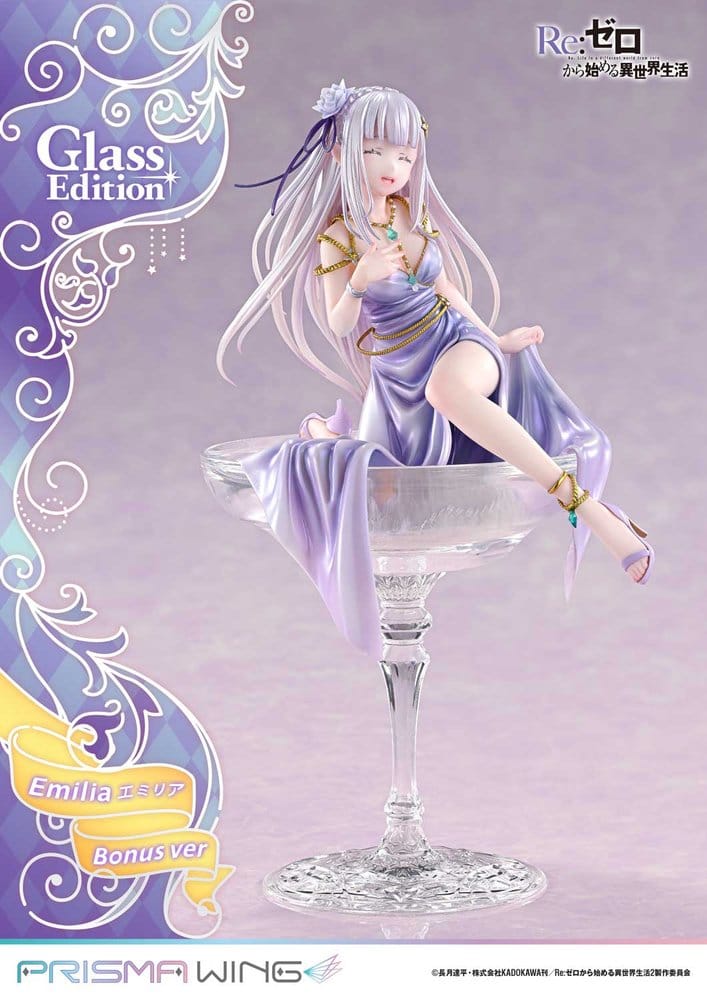 Re:Zero Prisma Wing Estatua 1/7 Emilia Glass Edition Bonus Version 29 cm