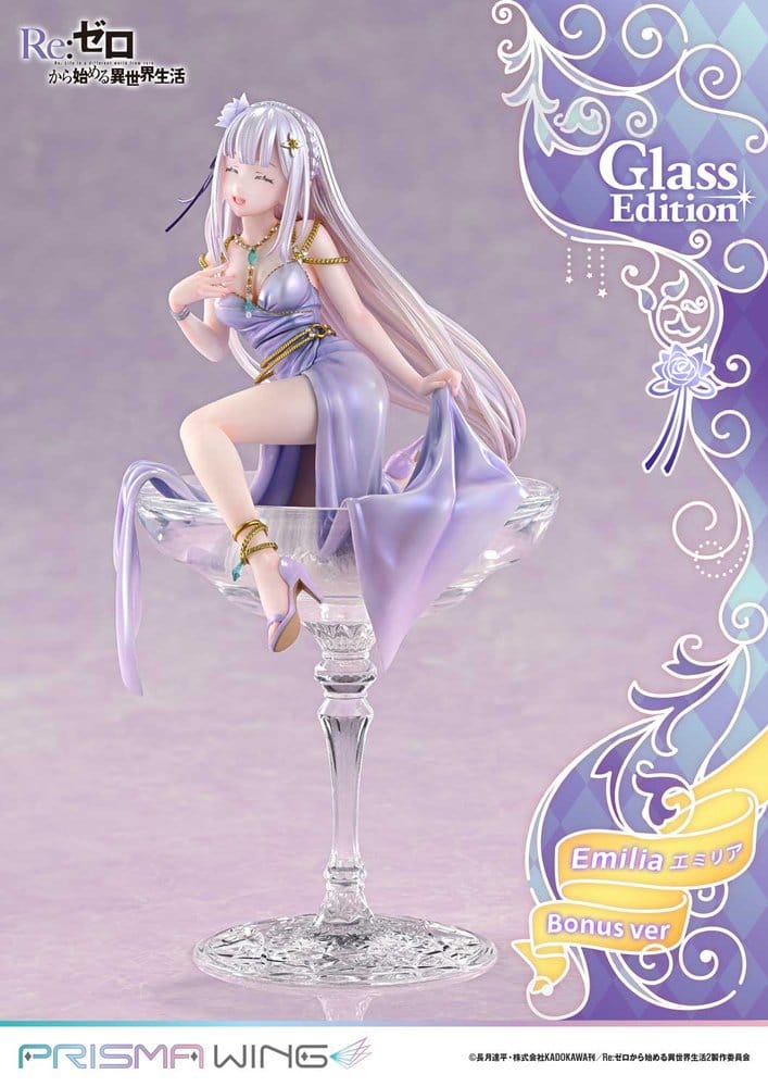 Re:Zero Prisma Wing Estatua 1/7 Emilia Glass Edition Bonus Version 29 cm