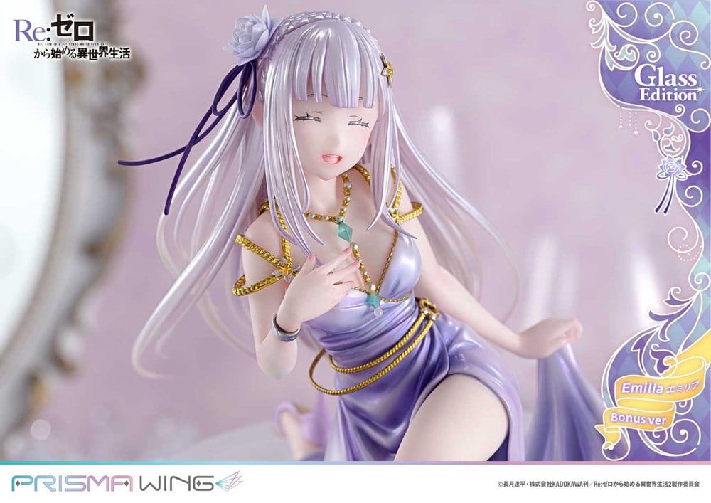 Re:Zero Prisma Wing Estatua 1/7 Emilia Glass Edition Bonus Version 29 cm